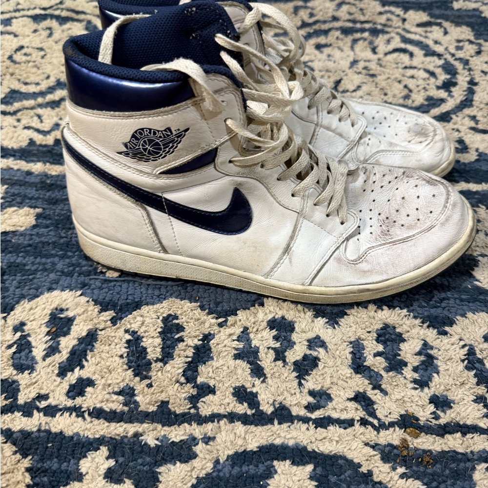 Nike Air Jordan White and Metallic Blue (BEAT) Sneakers